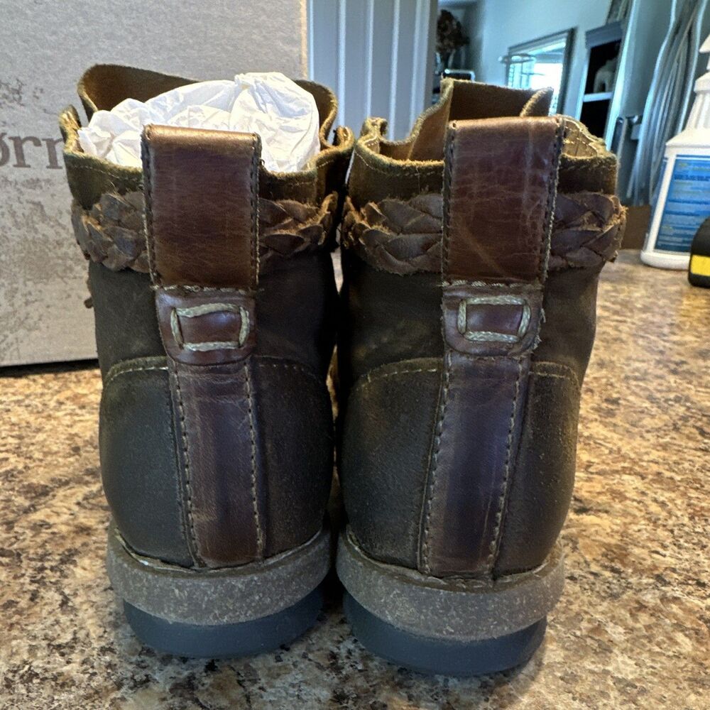 Born Temple sz by 9 Boots Brown Leather Ankle Lace-up Rust Distressed - Picture 4 of 8
